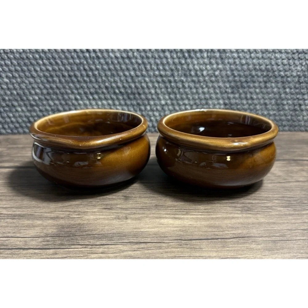 HF Coors China Co CHEFSWARE French Onion Soup Bowl Restaurant Ware Brown Heavy